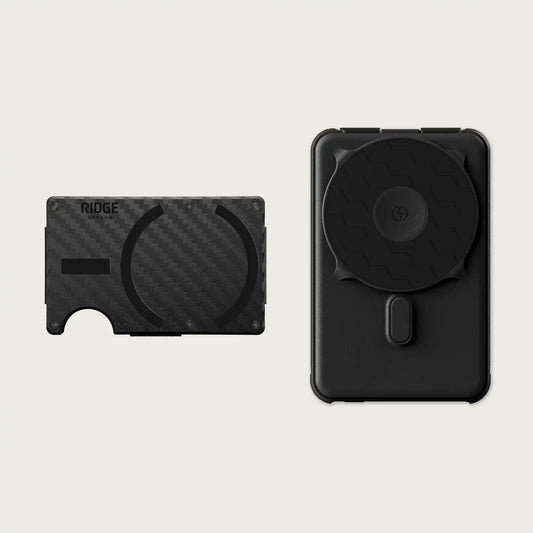 Ridge Wallet for MagSafe + Power Bank - Carbon Fiber 3K + Matte Black
