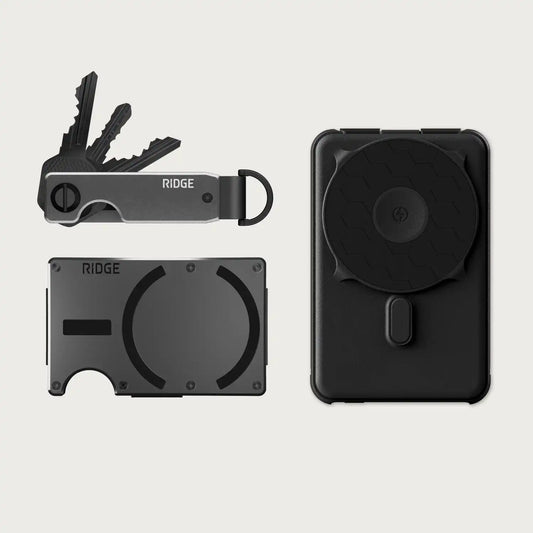 Ridge Wallet for MagSafe + Power Bank + KeyCase - Gunmetal + Matte Black + Gunmetal