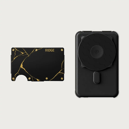 Ridge Wallet + Power Bank - Kintsugi - Black + Matte Black