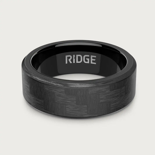 8mm Beveled Ring Set - Carbon Fiber 3K