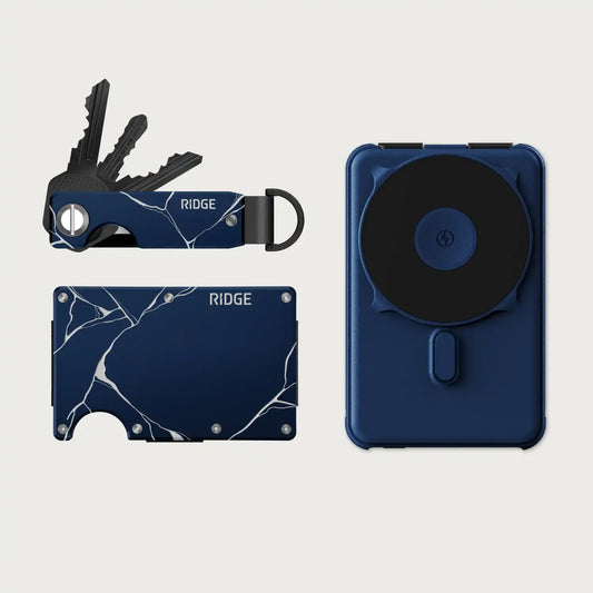 Ridge Wallet + Power Bank + KeyCase - Kintsugi - Navy + Dark Harbor + Kintsugi - Navy