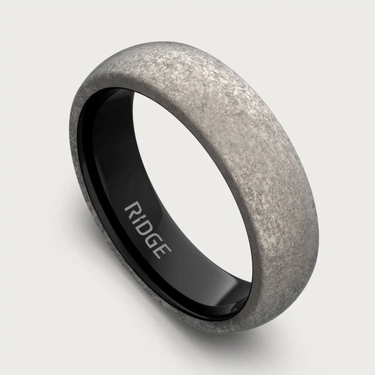 6mm Rounded Ring Set - Stonewashed Titanium