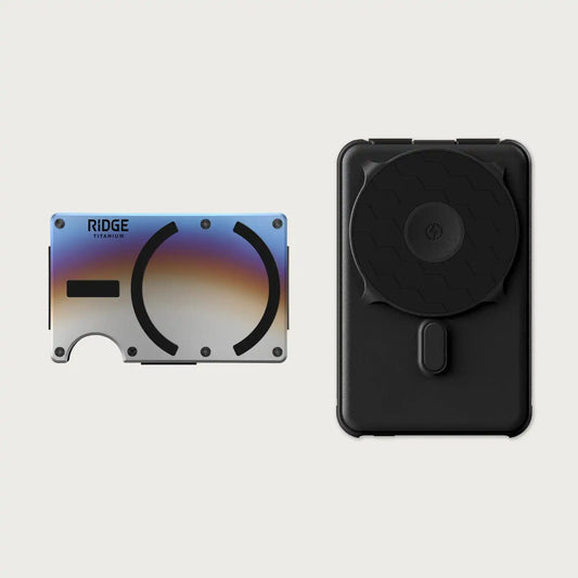 Ridge Wallet for MagSafe + Power Bank - Burnt Titanium + Matte Black