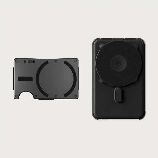 Ridge Wallet for MagSafe + Power Bank - Gunmetal + Matte Black